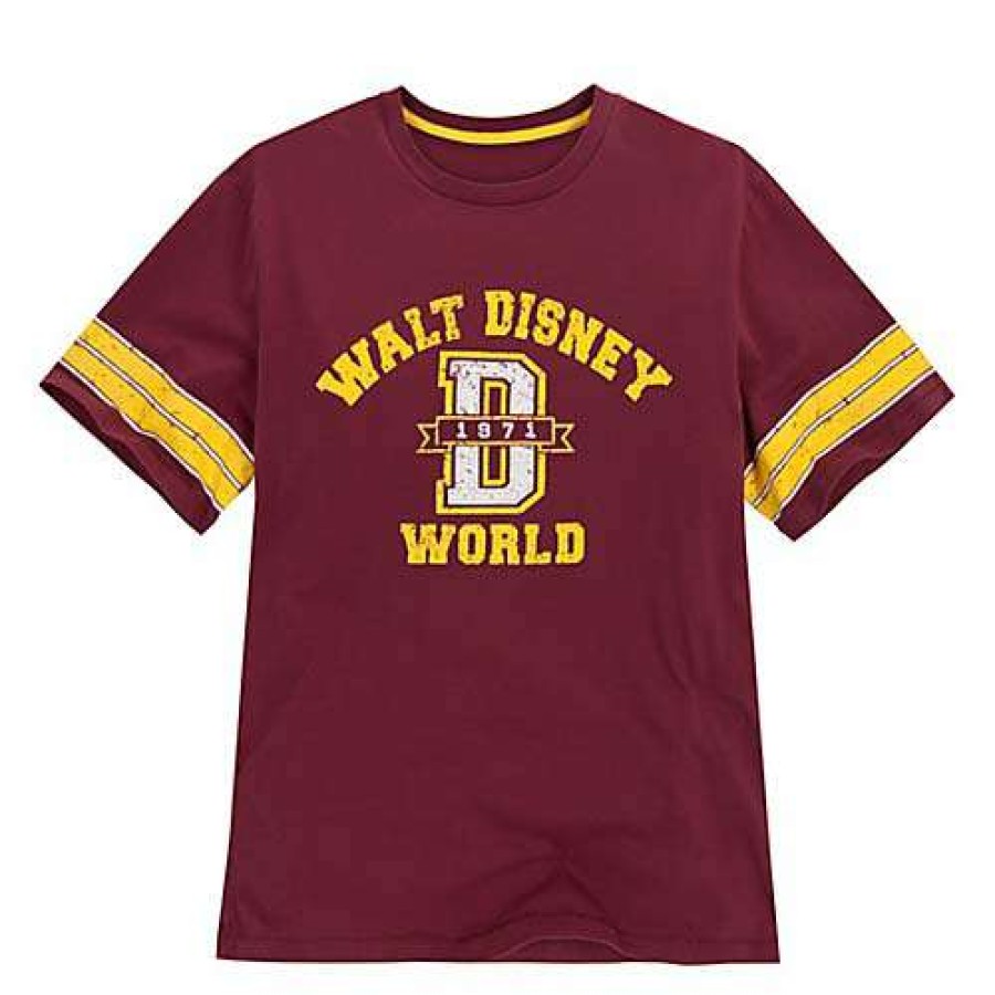 Apparel * | Disney Adult Shirt Collegiate Disney World Tee Maroon New