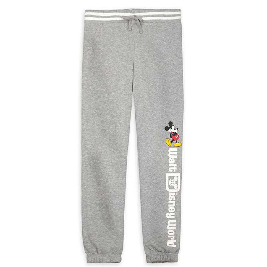 Apparel * | Disney Women'S Jogger Pants Walt Disney World Mickey Mouse Gray New In