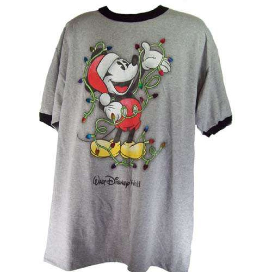 Apparel * | Disney Adult Shirt Santa Mickey Christmas Lights Fashionable