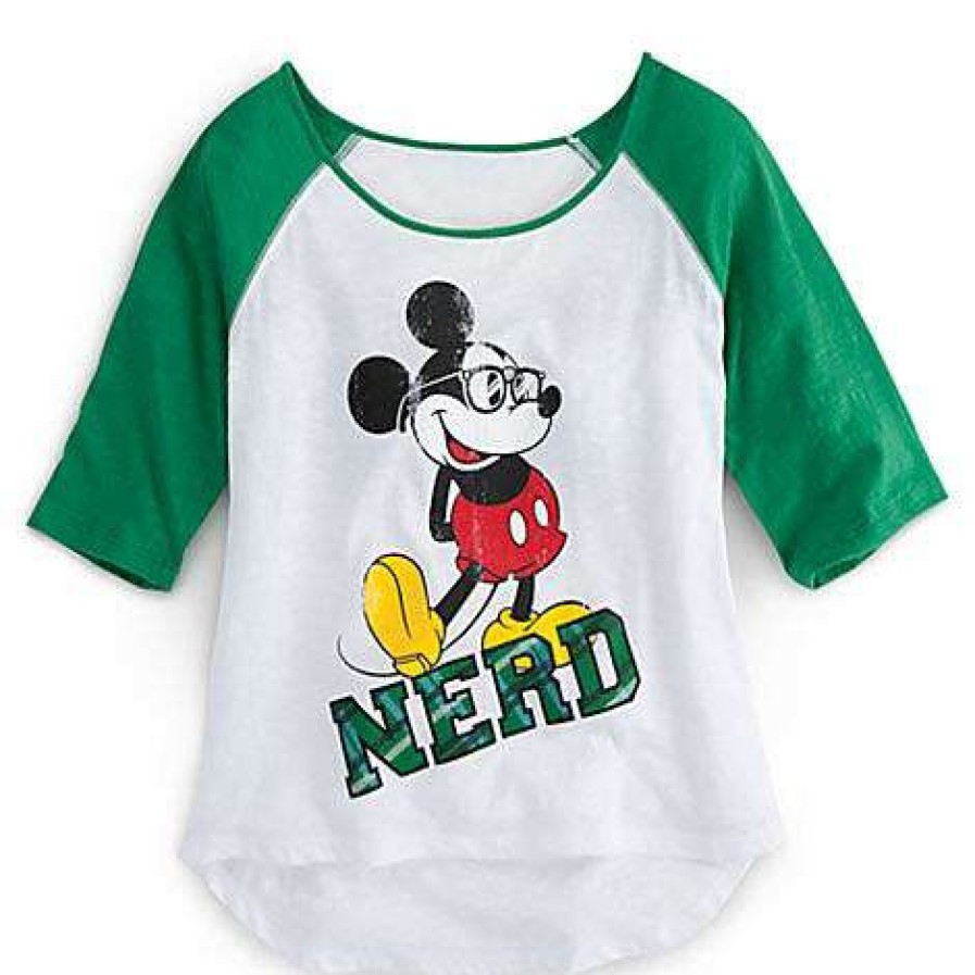 Apparel * | Disney Ladies Tee Nerd Mickey Mouse Green Online